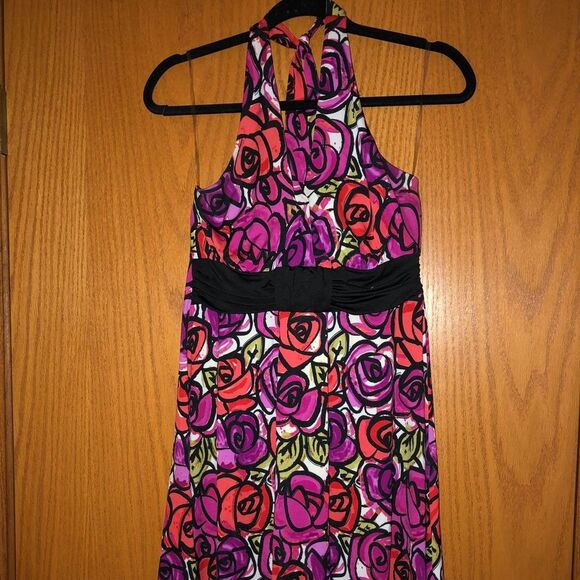 Speechless Pink Orange Rose Halter Dress Sz L - Picture 1 of 3